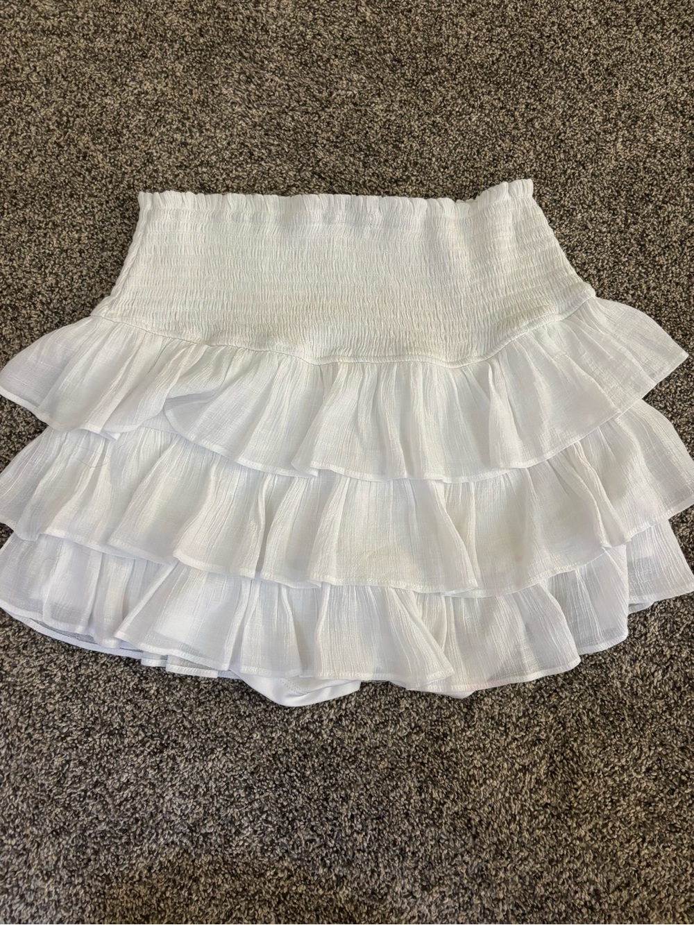 Tiered White Ruffle Mini Skort